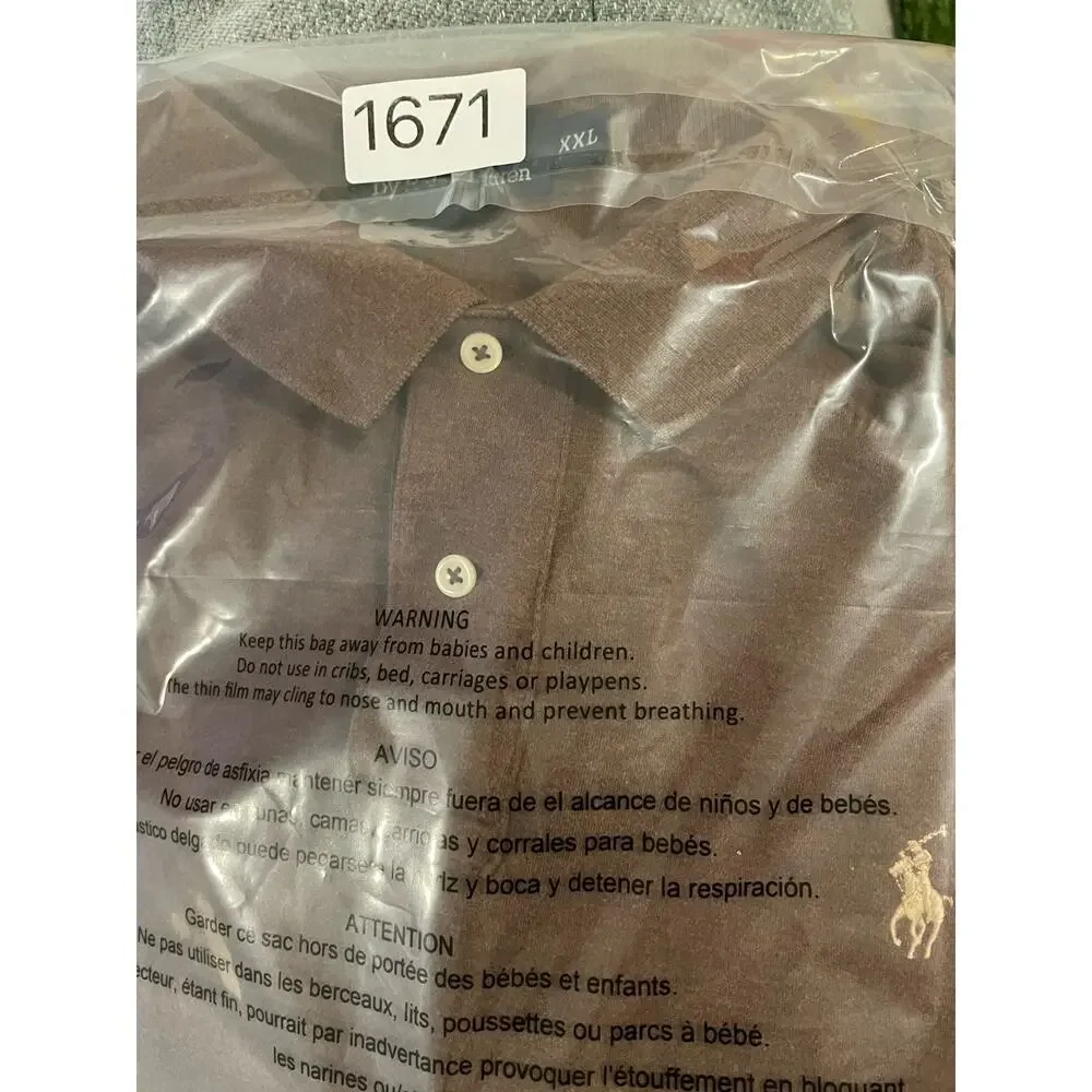 Polo Ralph Lauren Shirt Mens XXL Brown Pique Cotton Short Sleeve Casual Pony